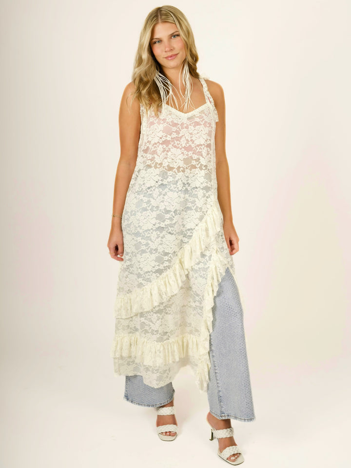 Ivory Lace Maxi Ruffle Top