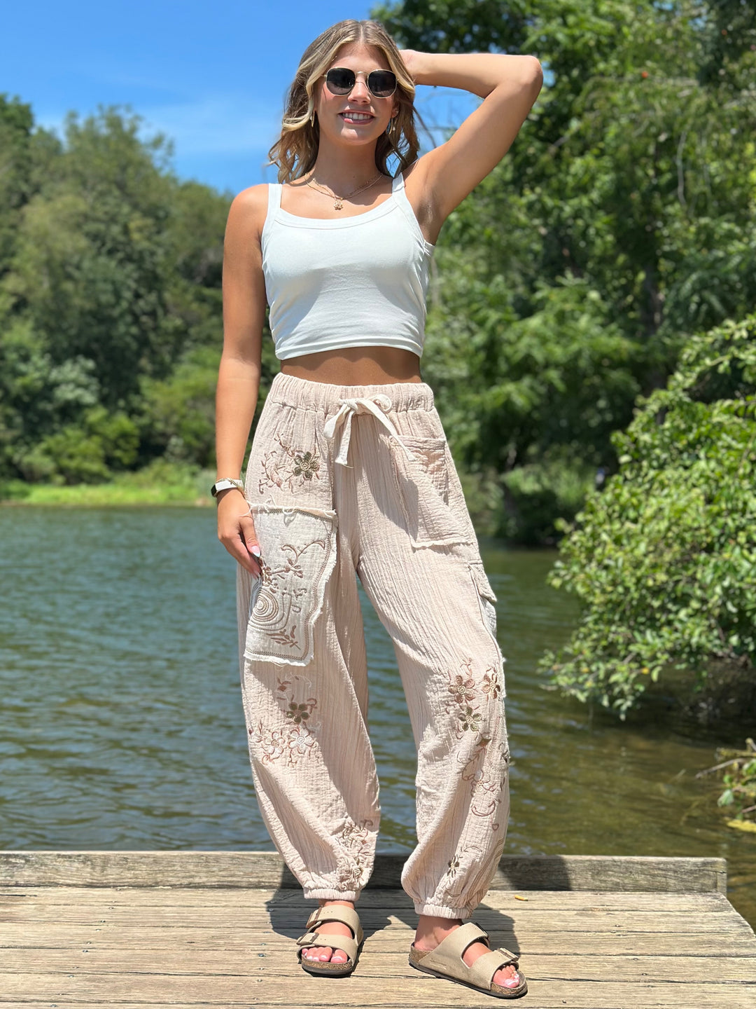 POL Floral Finesse Boho Pants