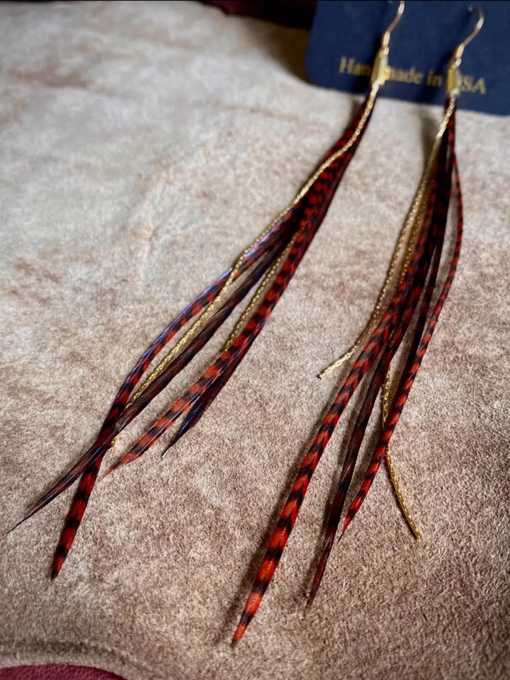 Auburn Grizzly & Brown Grizzly/Gold Earrings