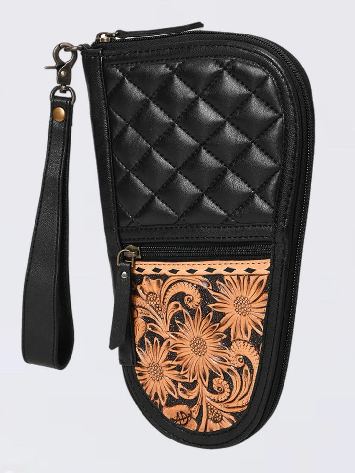 Premium Black Leather Concealed Carry Pistol Storage Case