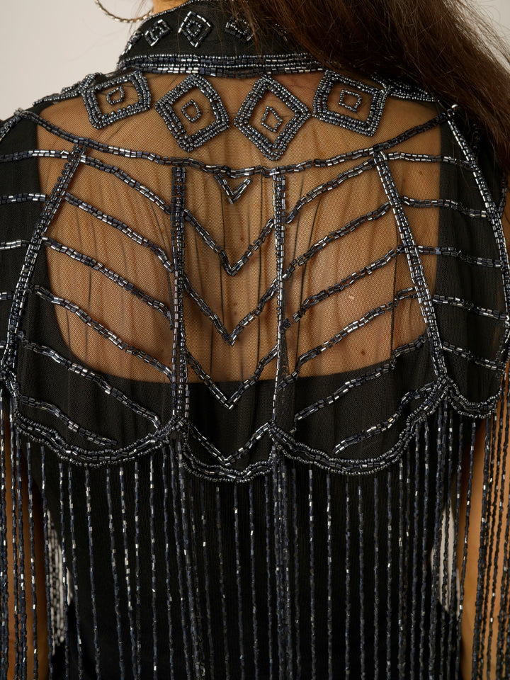 Gun Metal Beaded Cape