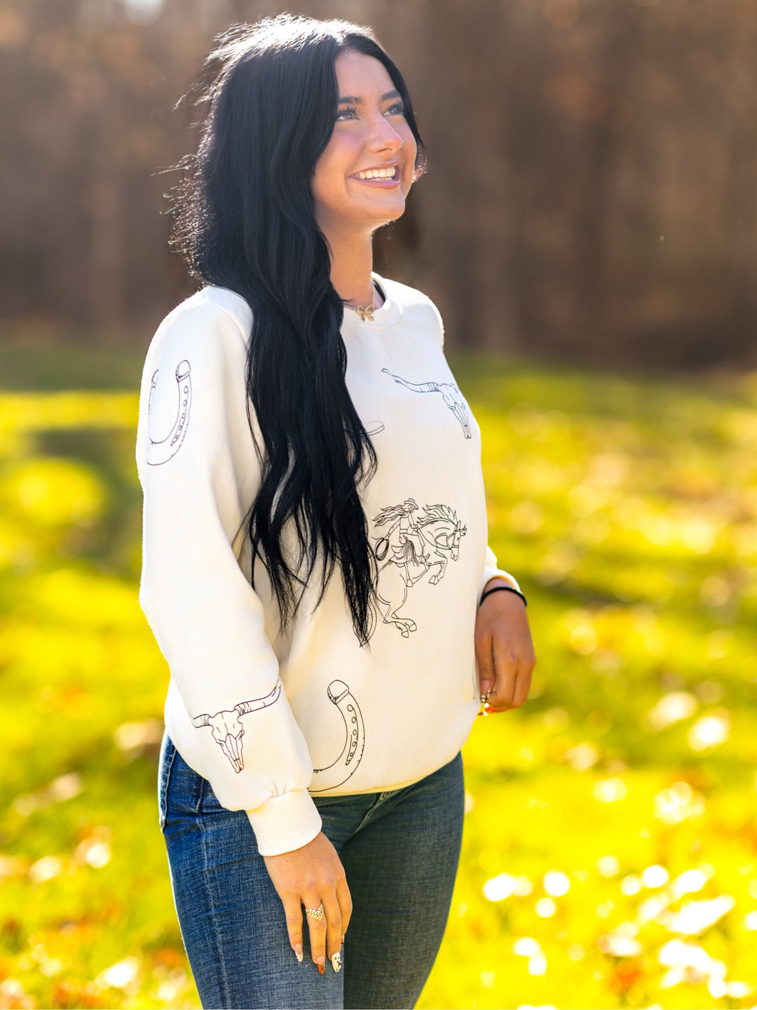 Western Graphic Crewneck Sweatshirt