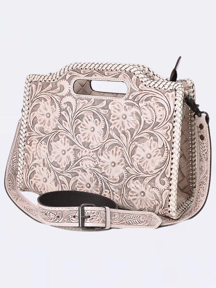 Prairie Rose Tooled Leather Clutch Bag