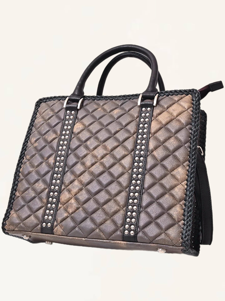 Urban Chic Quilted Leather Tote Handbag