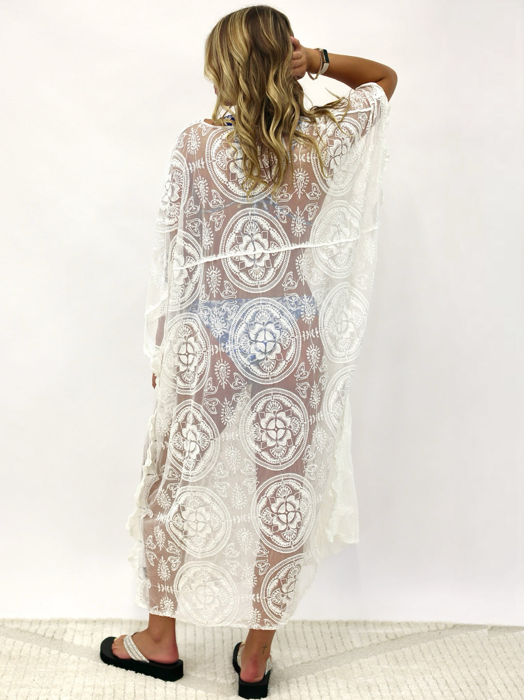 POL Boho Breeze Crochet Floral Dress