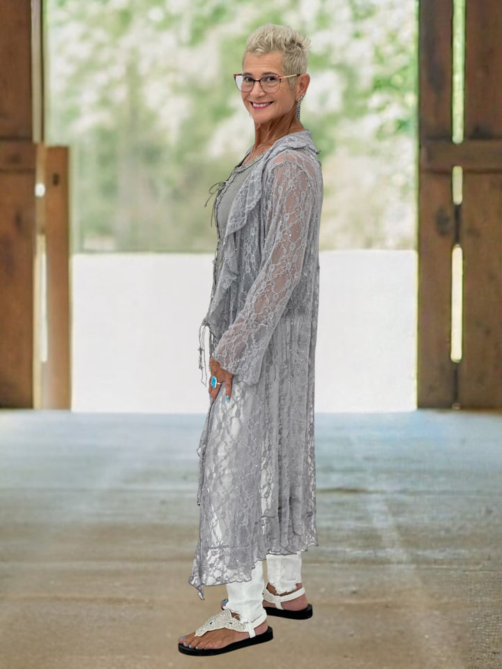 Charlotte’s Timeless Rhinestone Lace Duster