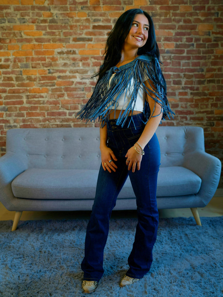 Denim Fringe Collar