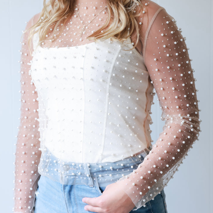 Aurora Bead and Pearl Mesh Top