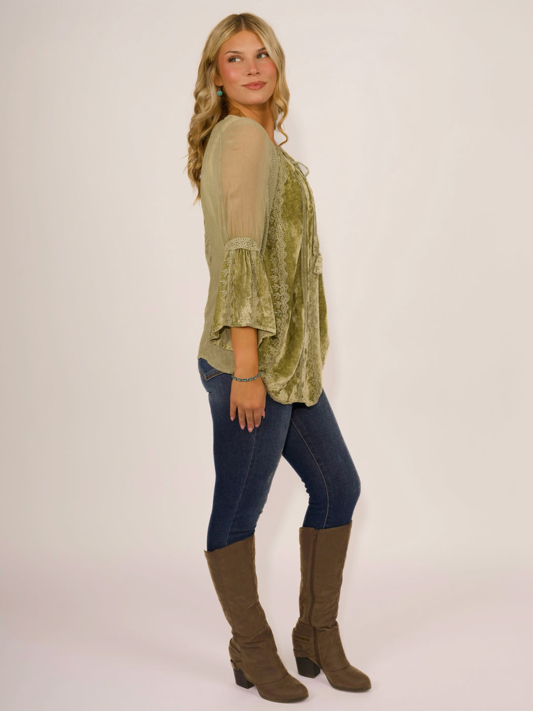 Boho Velvet Peasant Blouse