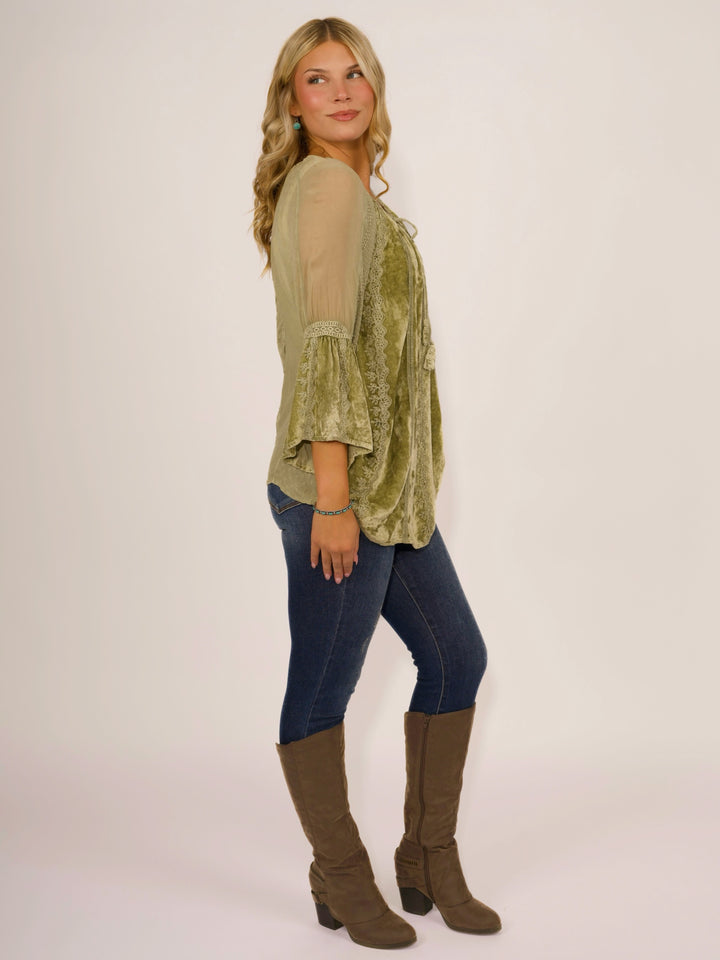 Boho Velvet Peasant Blouse
