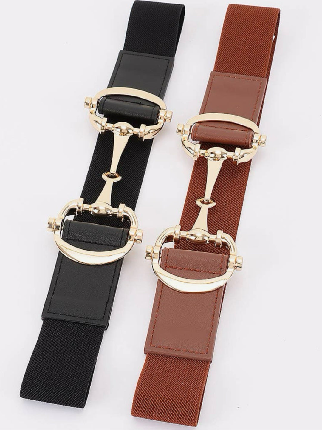 Vegan Leather Horse Bit Elastic Belt