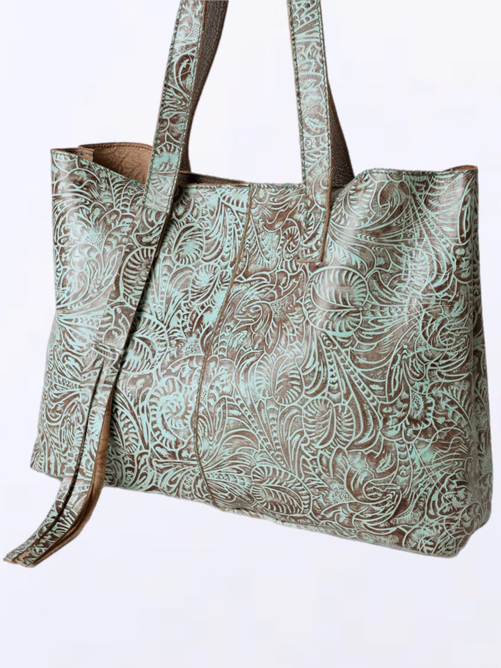Embossed Genuine Leather Women’s Tote Bag