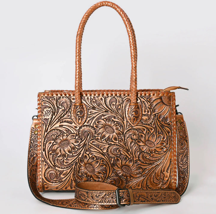 Golden Girl Tooled Leather Tote Bag