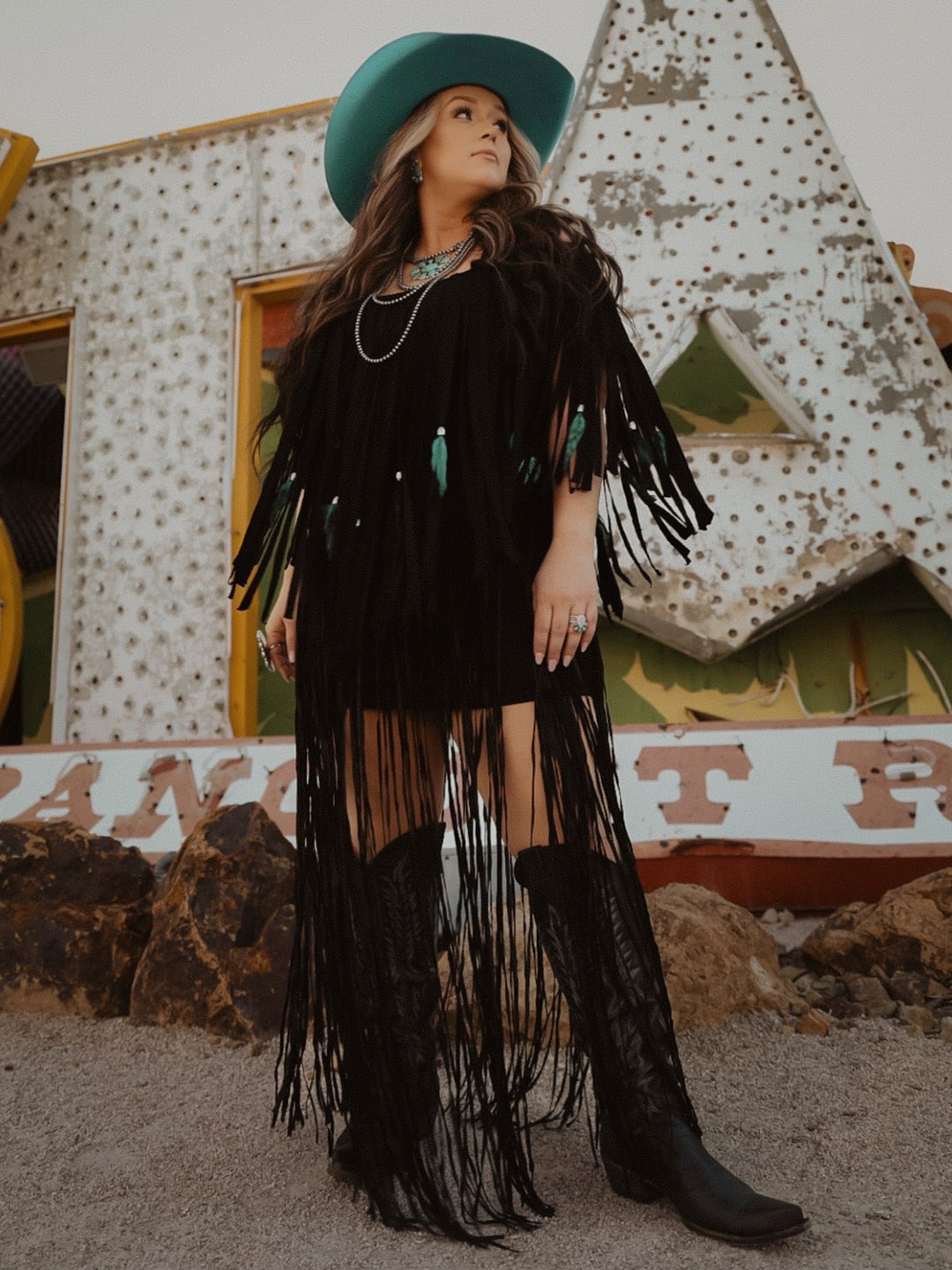 Lainey Long Fringe Black Western Belt Large Lainey Long Fringe Black Western Belt Large