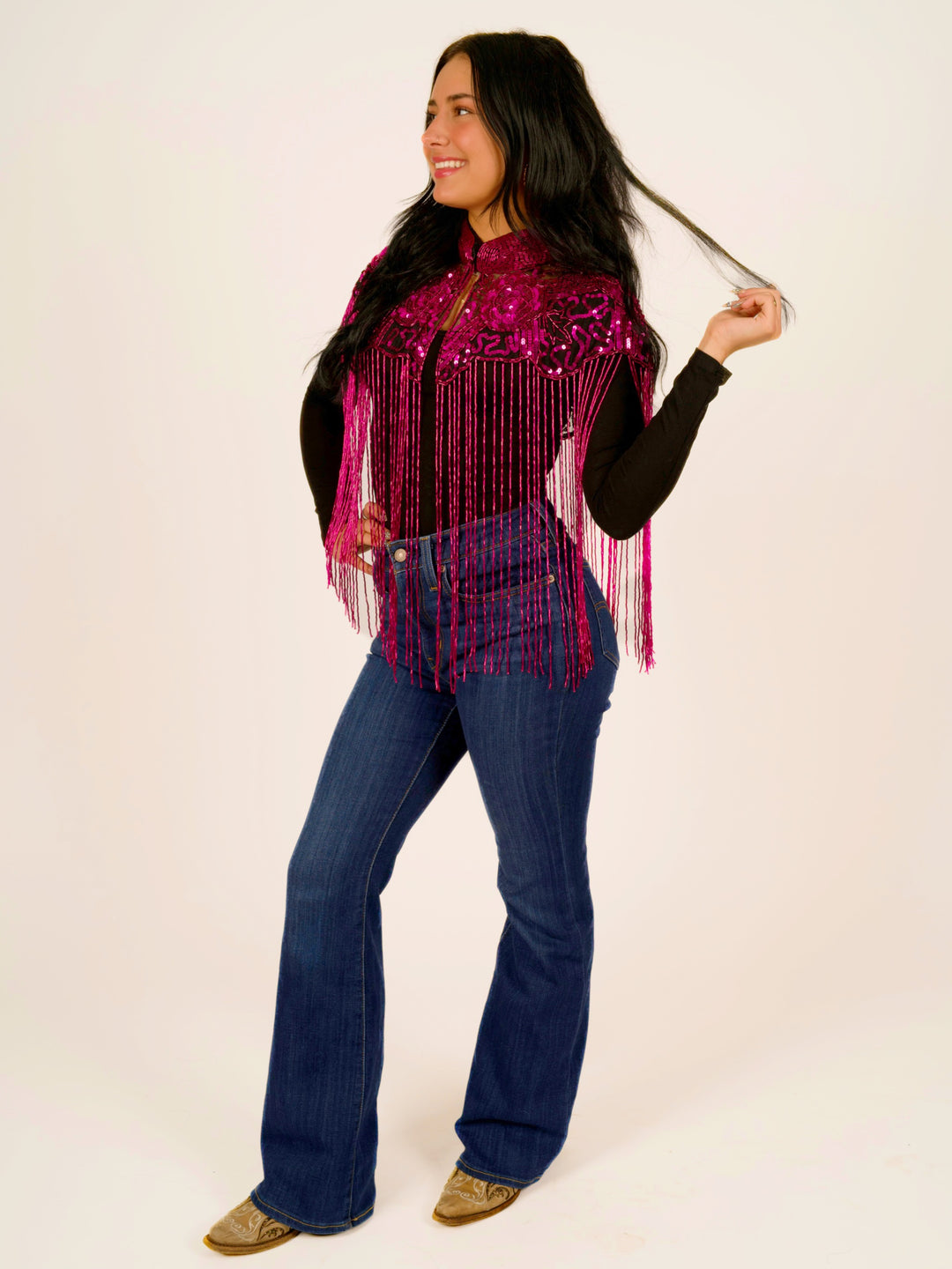Hot Pink Beaded Cape