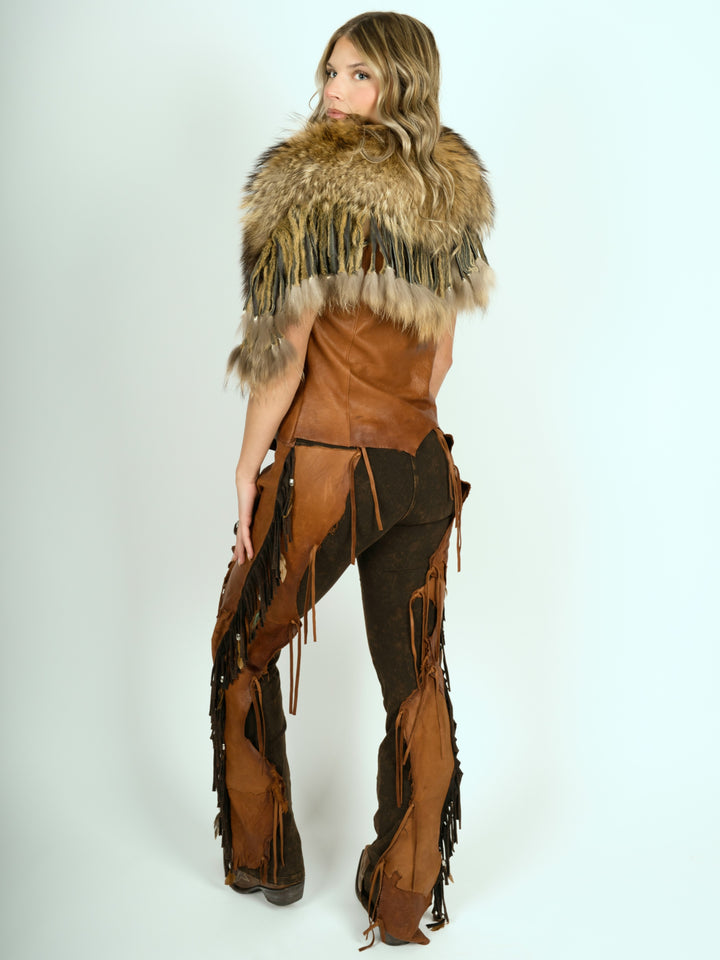 Natural Raccoon Fringed Fur Collar