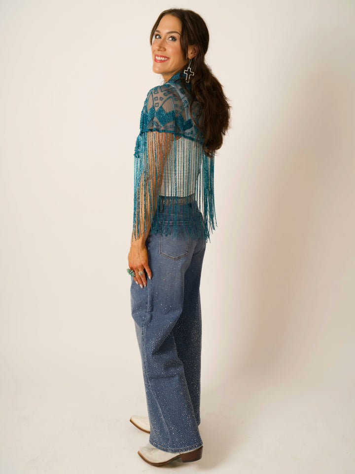 Turquoise Beaded Cape