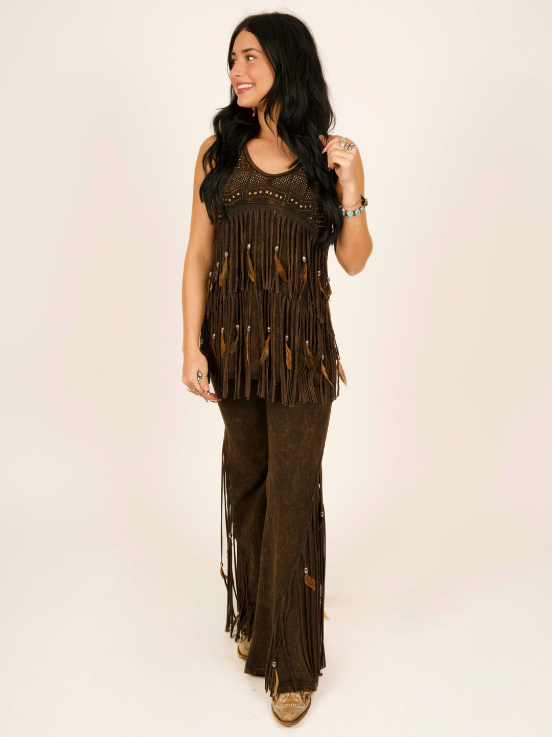 Fringe & Feather Two-Tiered Tank Top