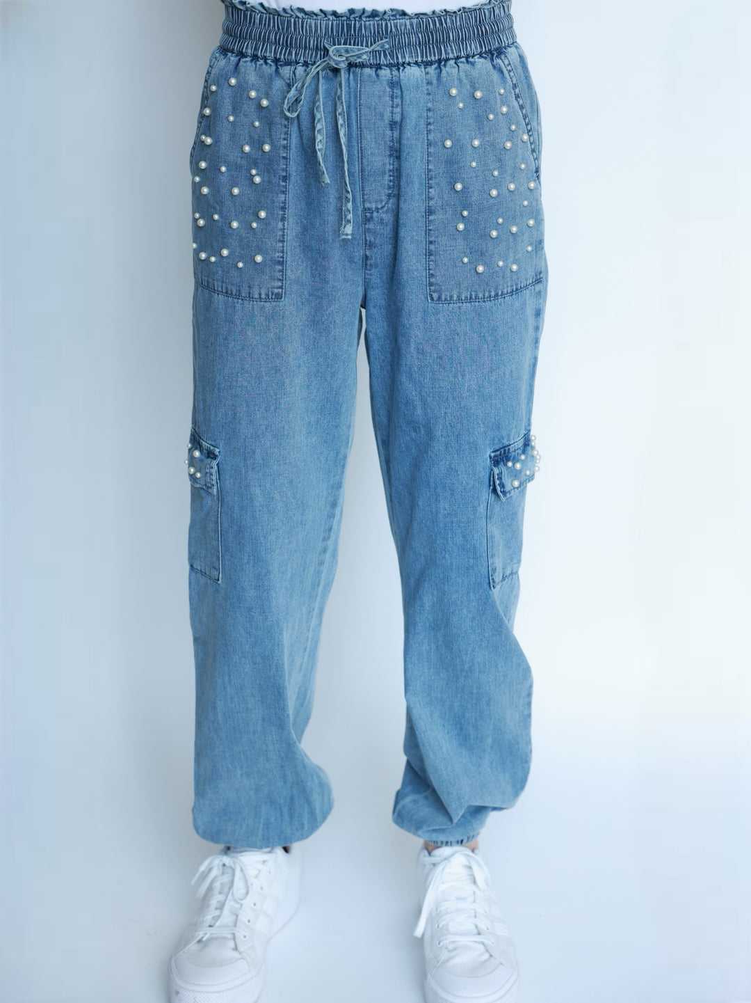 Kissed By Pearls Denim Joggers