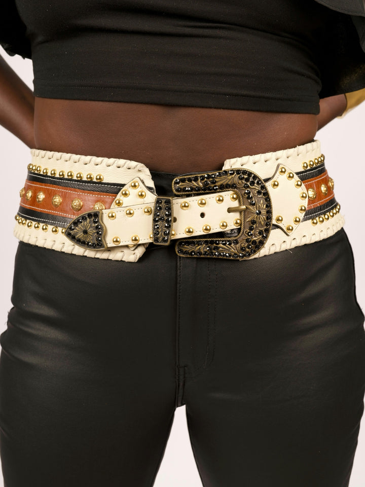 Kurtmen Golden Star Bone Leather Western Belt