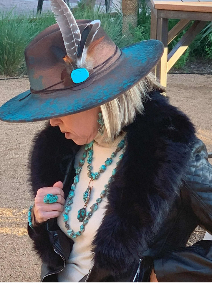 Blue Turquoise Necklace w/ Soldered Turquoise Pendant