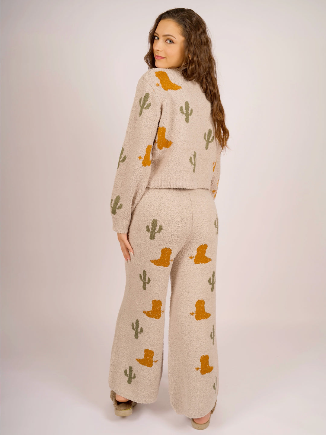 Southwest Cactus Western Knit Loungewear Set for Women