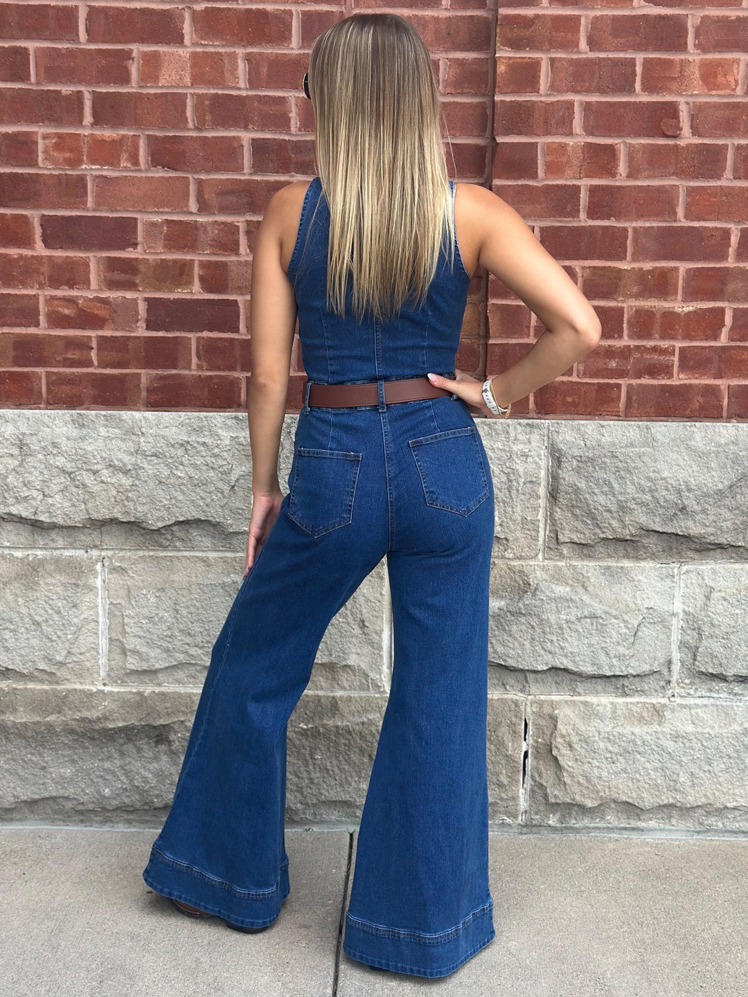 Wide Leg Denim Jumpsuit