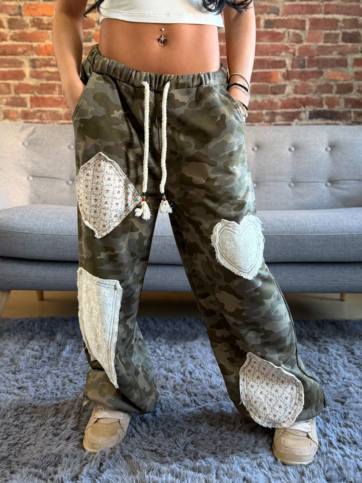 POL Relaxed Fit Boho Camo Jogger Pants