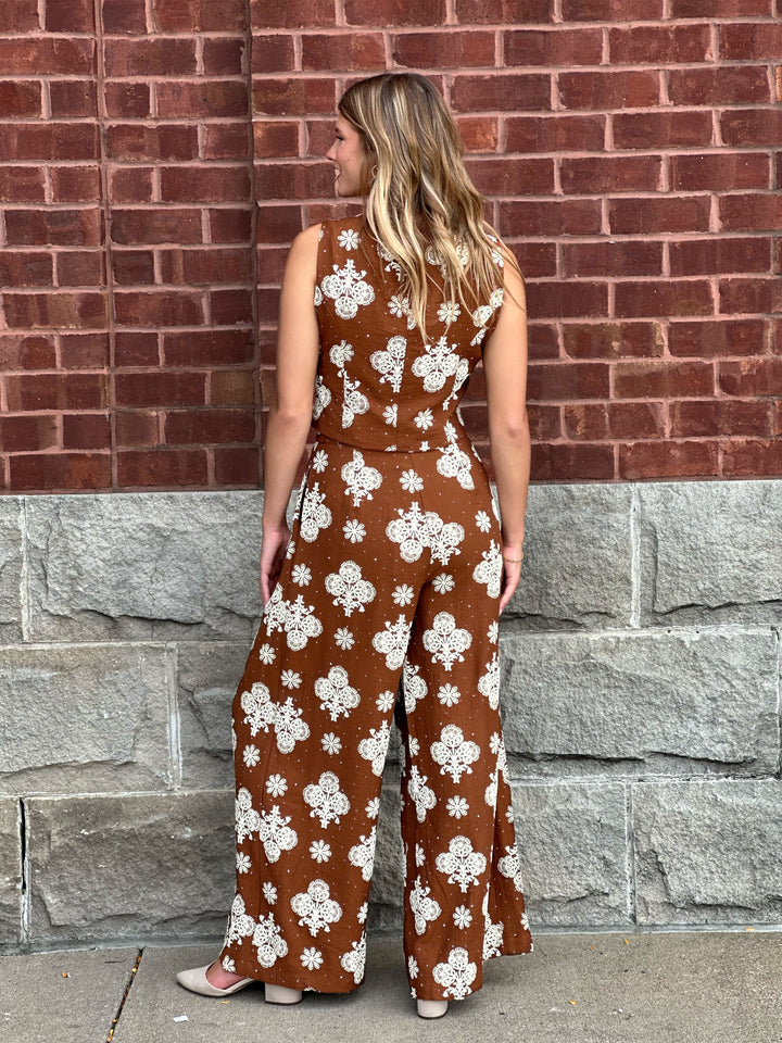 Hotfix Floral Vest and Pants Set
