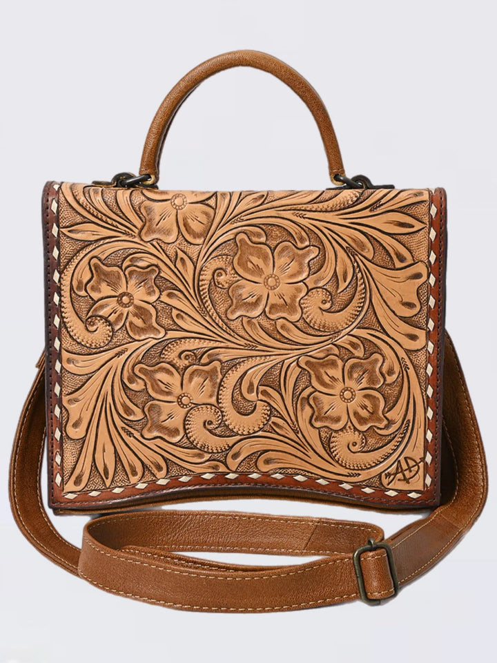 Western Saddle Box Bag - Handcrafted Full-Grain Leather Crossbody