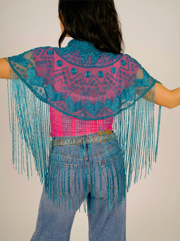 Turquoise Beaded Cape
