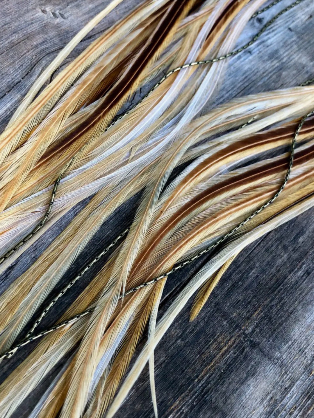 Handcrafted Extra Long Blond Feather Earrings