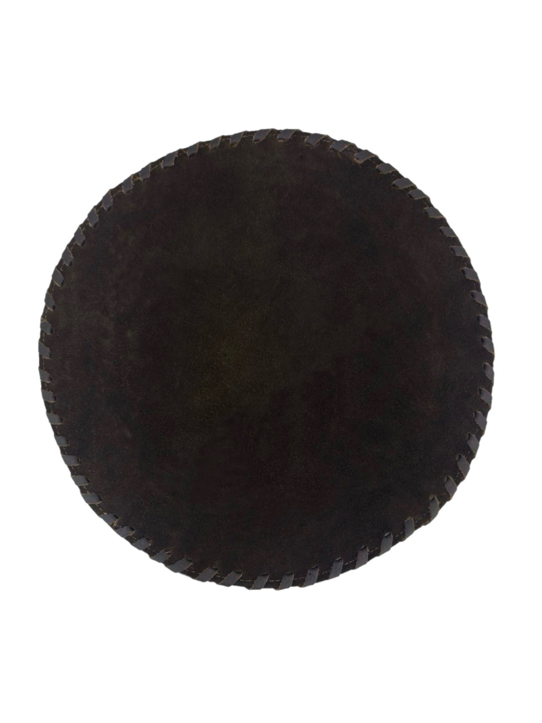 13” Round Leather Trim Cowhide Placemats