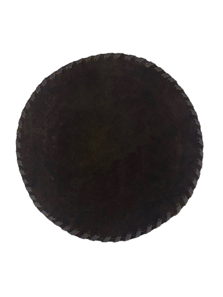 13” Round Leather Trim Cowhide Placemats