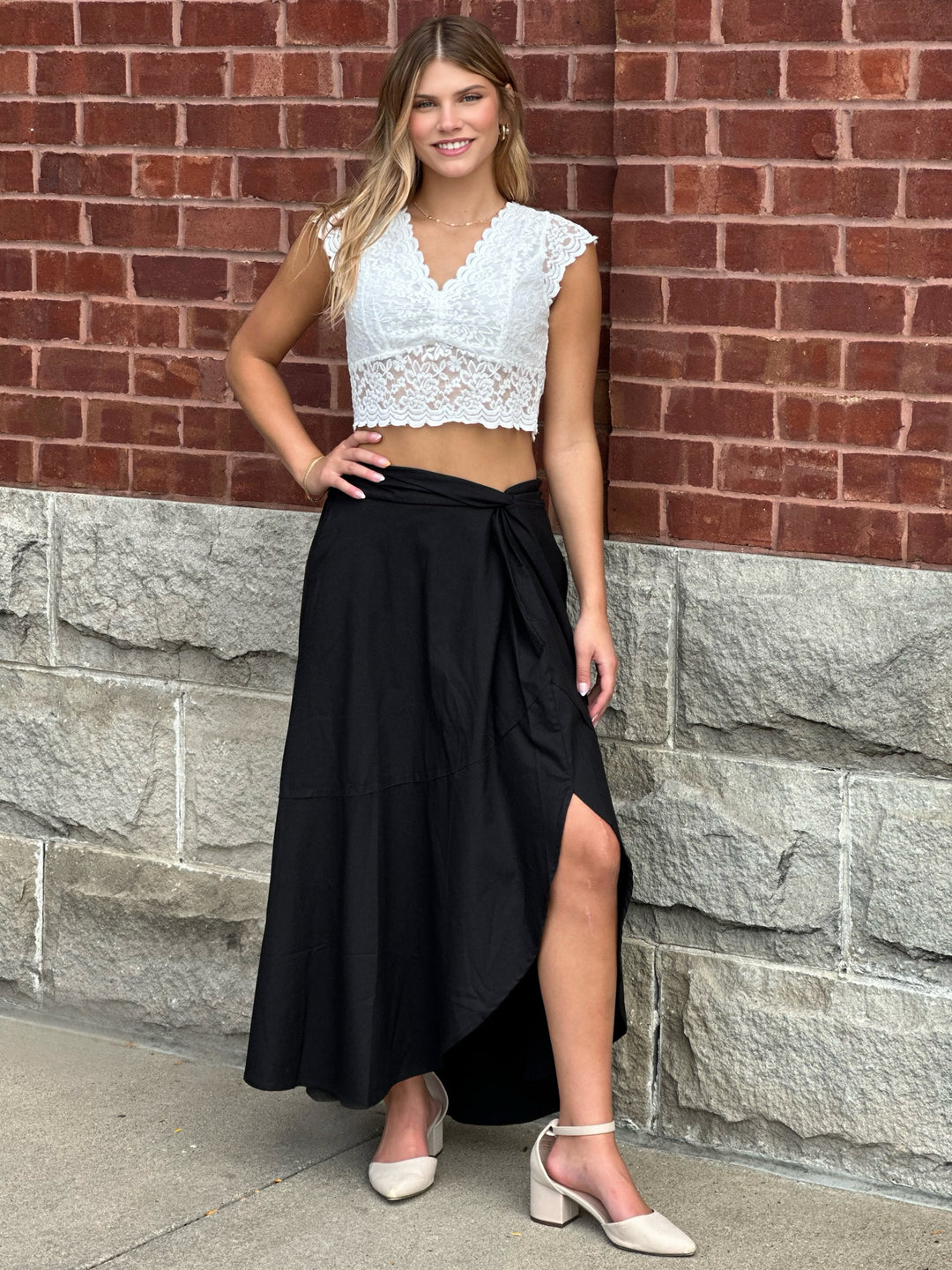 Wrap and Go Faux Wrap Maxi Skirt