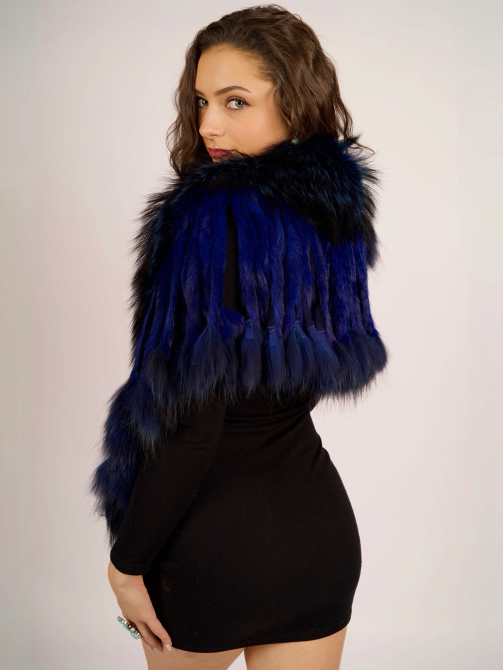 Royal Blue Raccoon Fur Collar