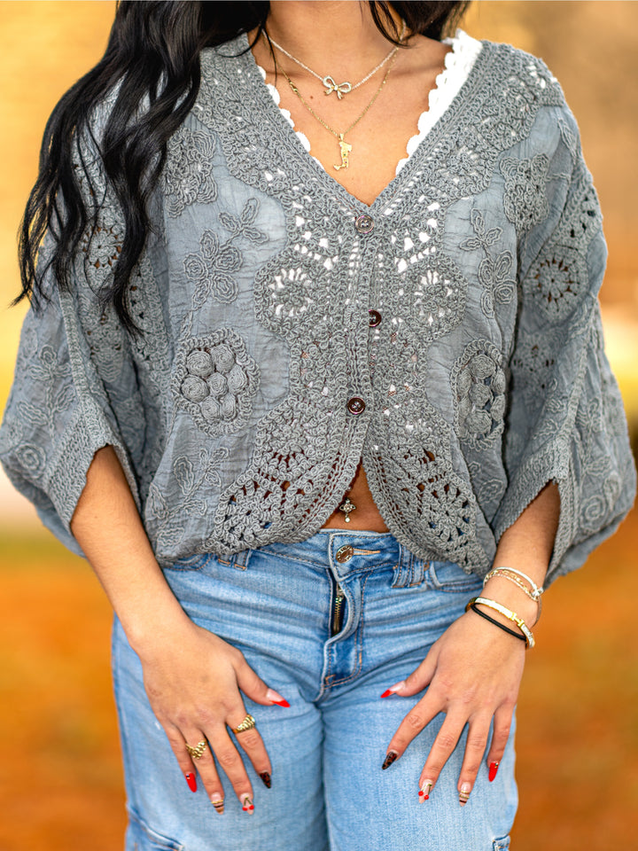 POL Wildflower Crochet Cardigan