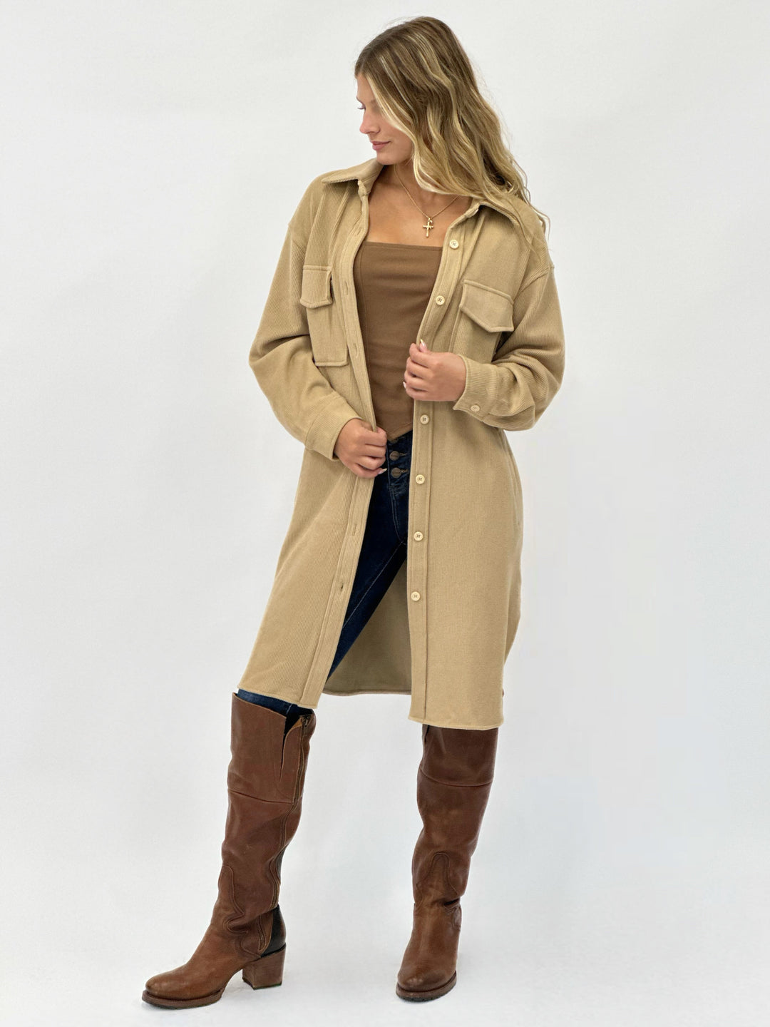 Soft and Lofty Long Corduroy Jacket