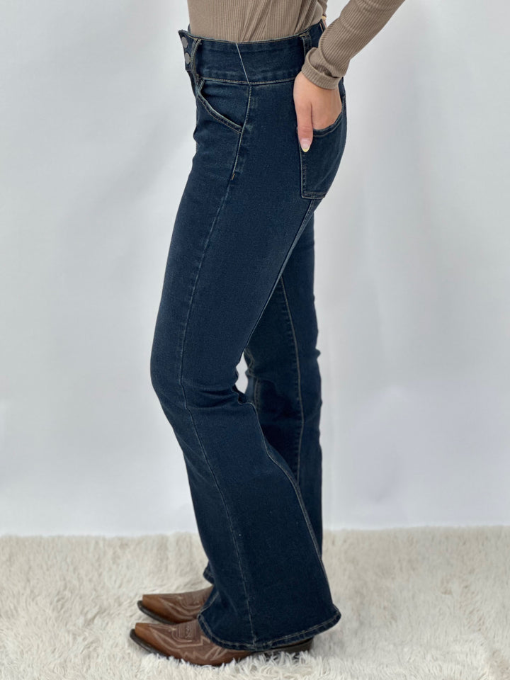 Dolly Double Button Bell Bottom Jeans