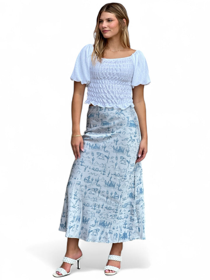 Cowgirl Chic High-Rise Elastic Waist Maxi Skirt