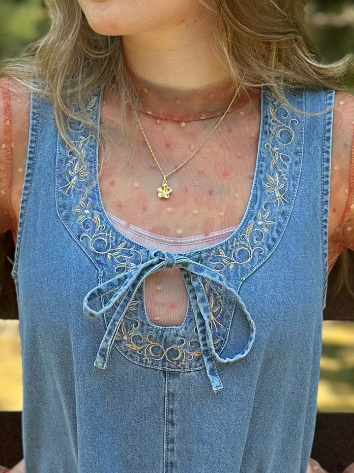 Giddy Up Cowgirl Denim Romper