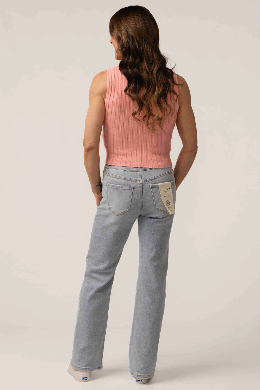 Double Button High Rise Ankle Straight Jeans