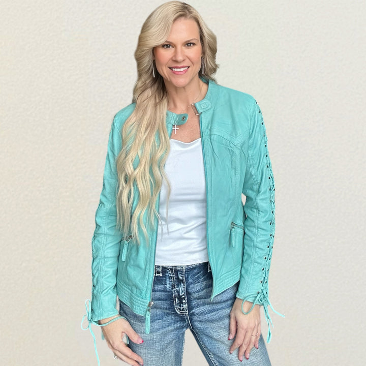 Scully Teal Rush Leather Jacket - Salt and Grace Boutique