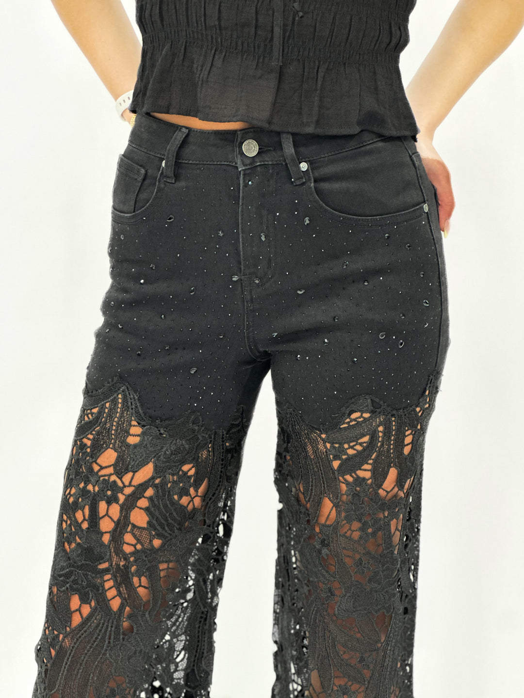 Eliza High Rise Lace Jeans