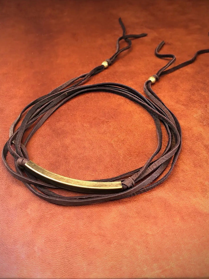 Brown Deerskin Leather Wrap - Multi-Wear Versatile Jewelry Accessory