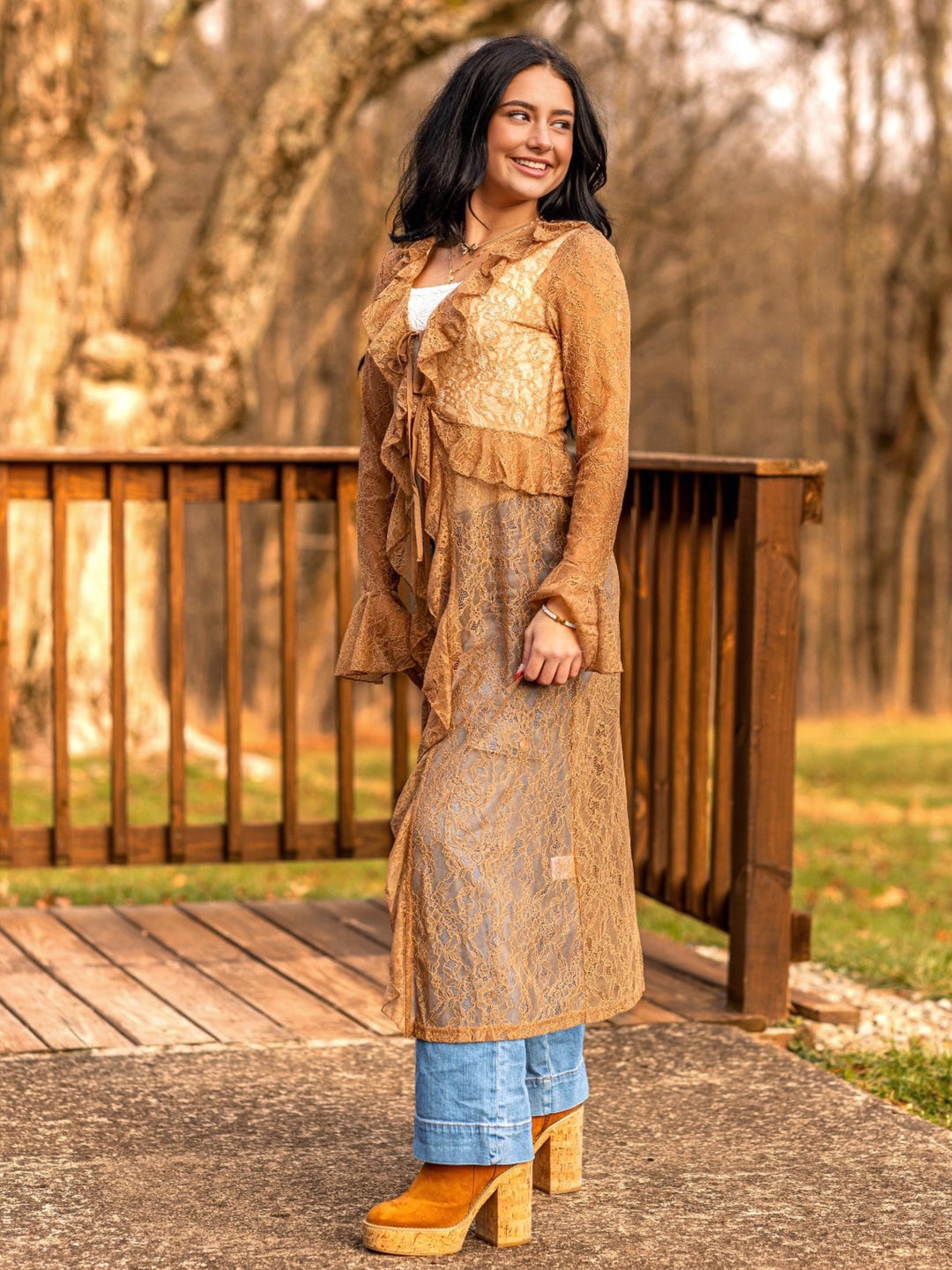 Charolette Lightweight Sheer Lace Duster Cardigan