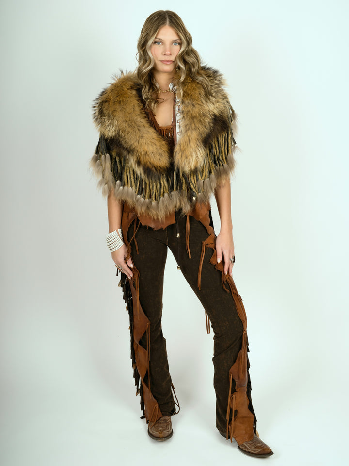Natural Raccoon Fringed Fur Collar
