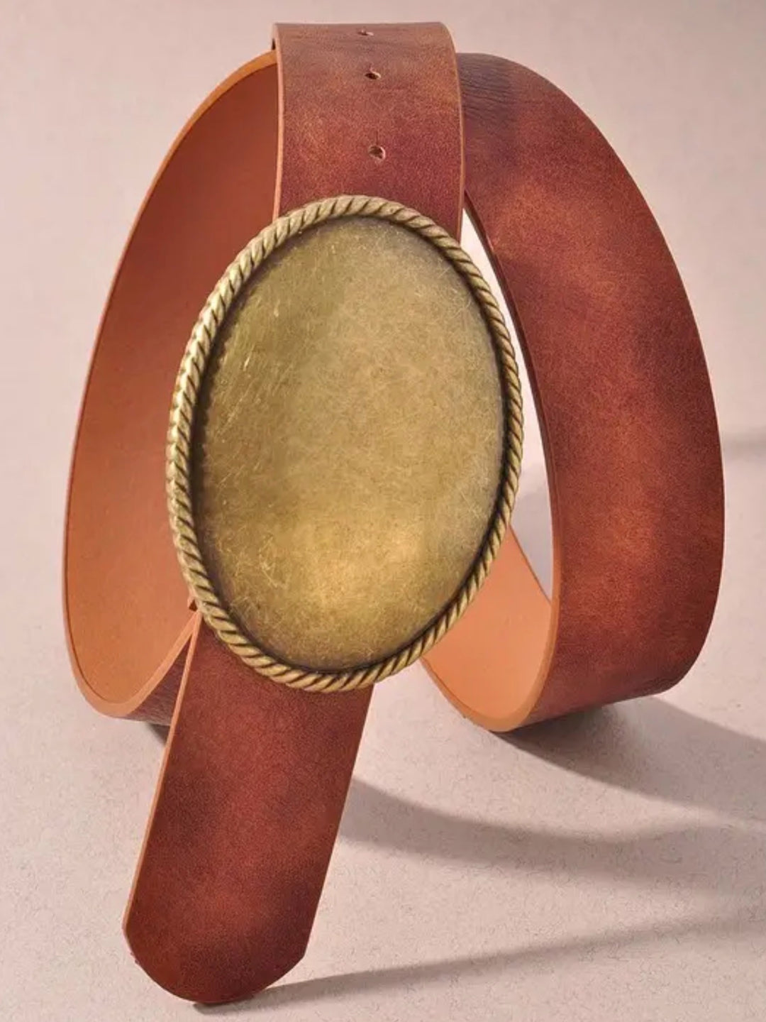 Savannah Trail Western Faux Leather Oval Buckle Belt