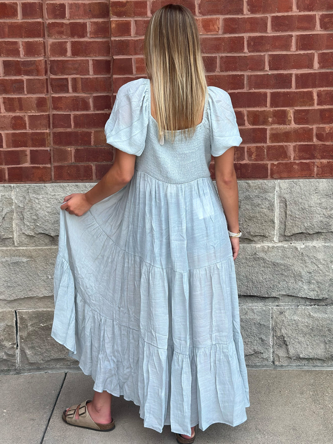 Light Blue Romantic Duster with Button Front