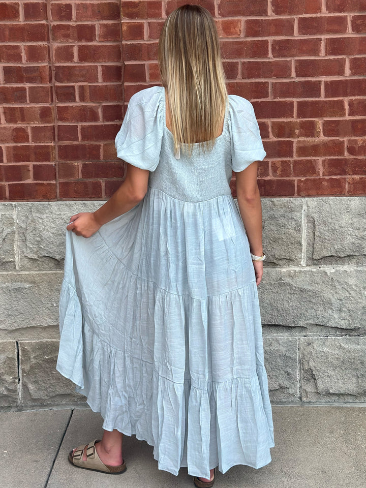 Light Blue Romantic Duster with Button Front